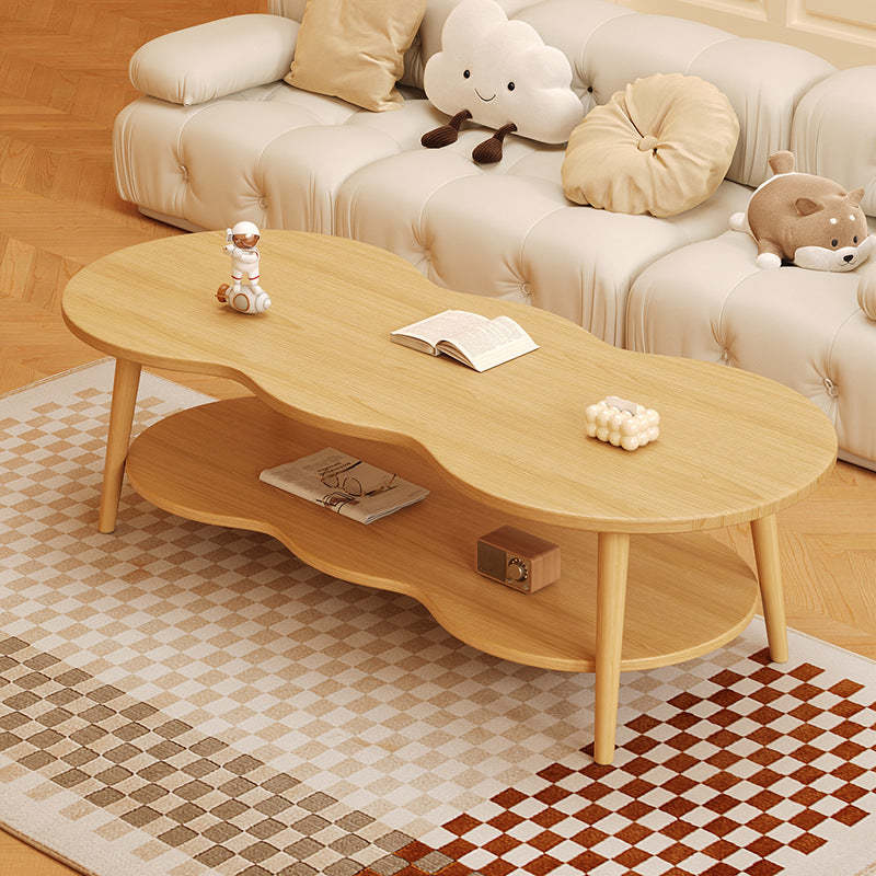 Minimalist Cloud Oval Wood 1/2-Tier Coffee Table — 1 / White