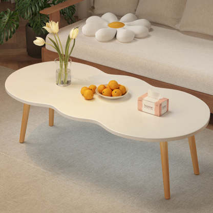 Minimalist Cloud Oval Wood 1/2-Tier Coffee Table — 2 / Walnut Color