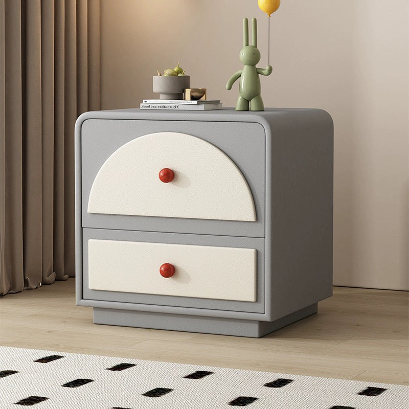 Nordic Wood 2-Drawer Nightstand — Pink
