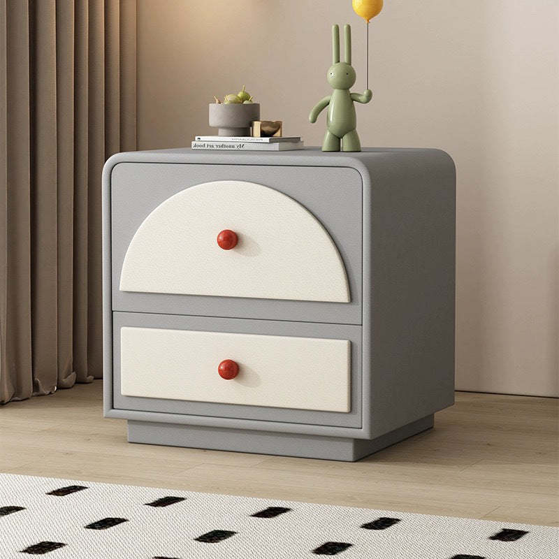 Nordic Wood 2-Drawer Nightstand — Pink