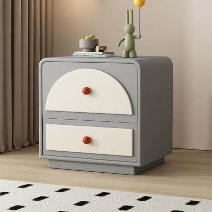 Nordic Wood 2-Drawer Nightstand — Pink