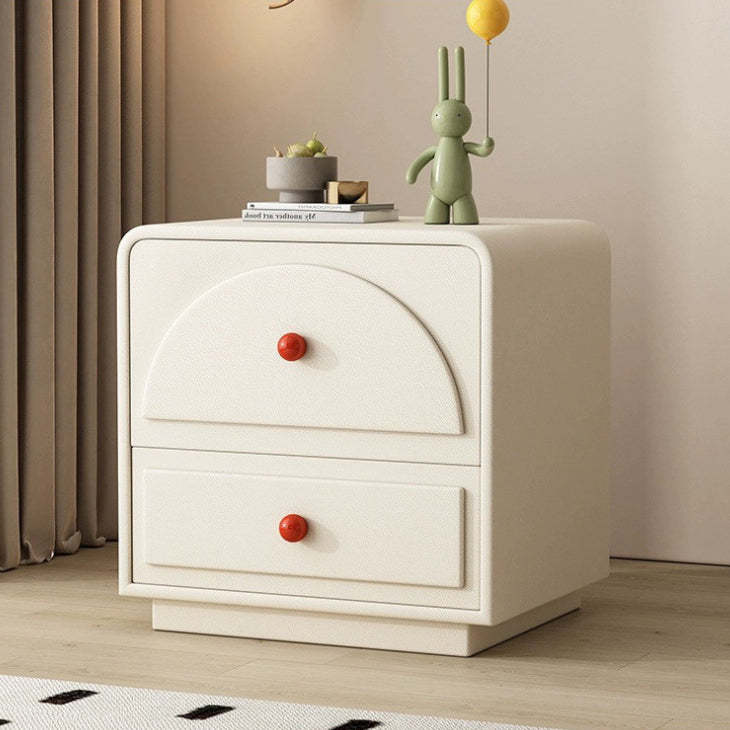 Nordic Wood 2-Drawer Nightstand — Khaki + White
