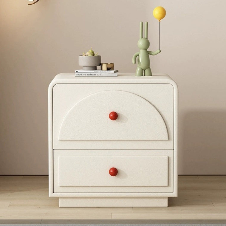 Nordic Wood 2-Drawer Nightstand — Black + White