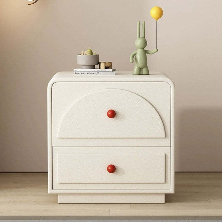 Nordic Wood 2-Drawer Nightstand — Black + White