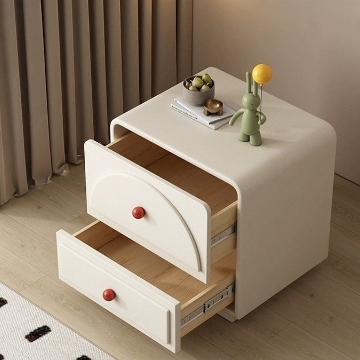 Nordic Wood 2-Drawer Nightstand — Black + White