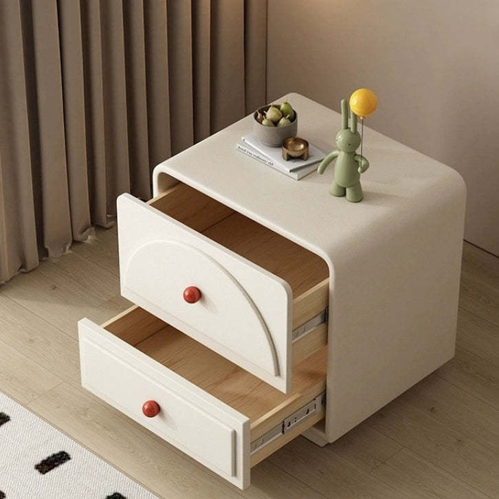 Nordic Wood 2-Drawer Nightstand — Black + White