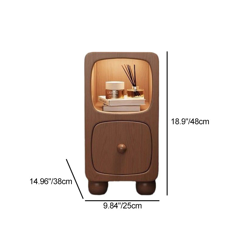 Minimalist Wood 1-Drawer Nightstand — Walnut Color