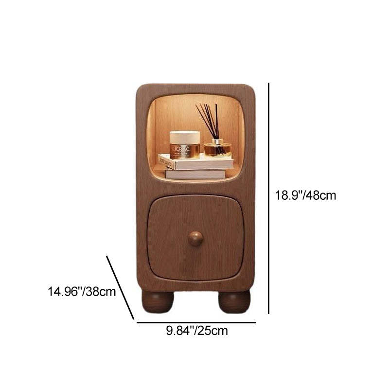 Minimalist Wood 1-Drawer Nightstand — Walnut Color