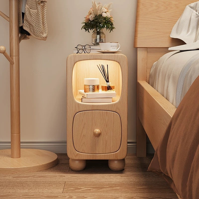 Minimalist Wood 1-Drawer Nightstand — Original Wood Color