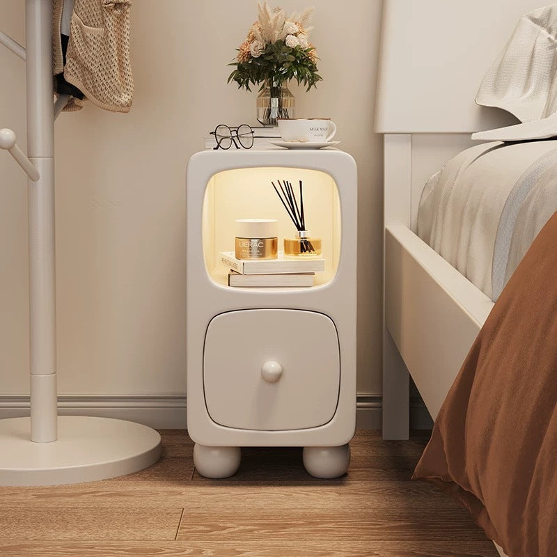 Minimalist Wood 1-Drawer Nightstand — White