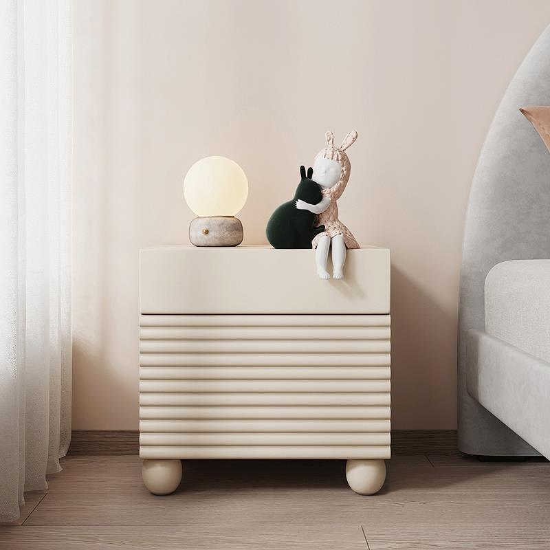 Scandinavian Cream Density Panel 2-Drawer Nightstand