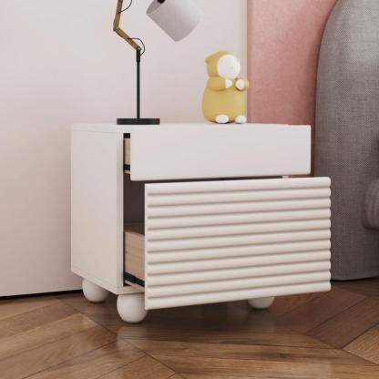 Scandinavian Cream Density Panel 2-Drawer Nightstand