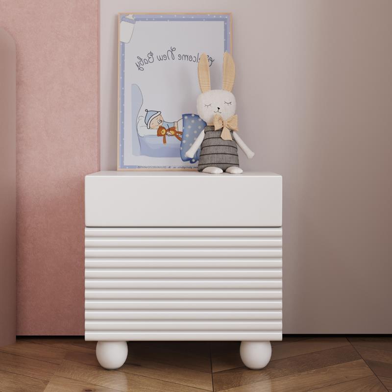 Scandinavian Cream Density Panel 2-Drawer Nightstand — White