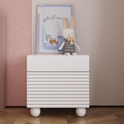 Scandinavian Cream Density Panel 2-Drawer Nightstand — White