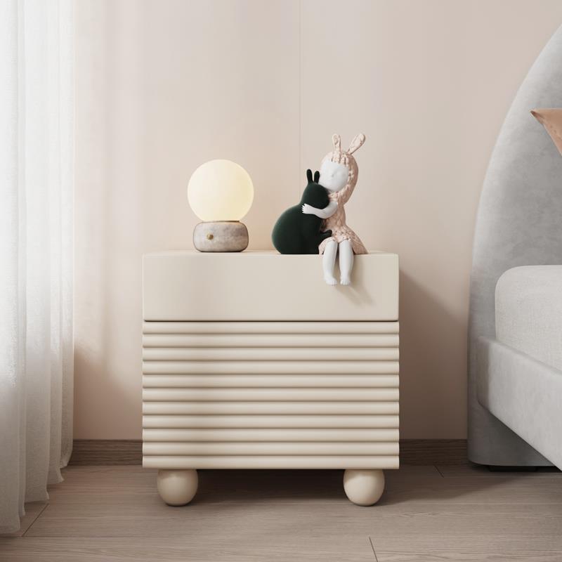Scandinavian Cream Density Panel 2-Drawer Nightstand