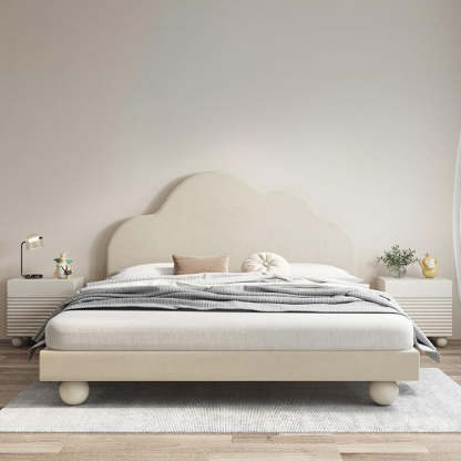 Scandinavian Cream Density Panel 2-Drawer Nightstand — Beige