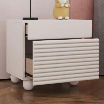 Scandinavian Cream Density Panel 2-Drawer Nightstand