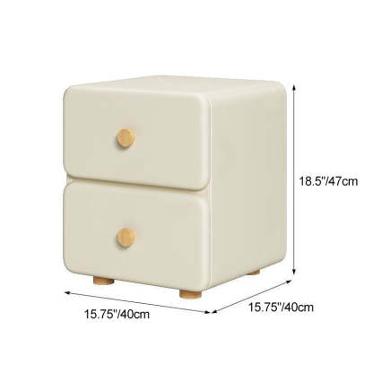 Minimalist Cream Leather Wood 2-Drawer Nightstand — Gray