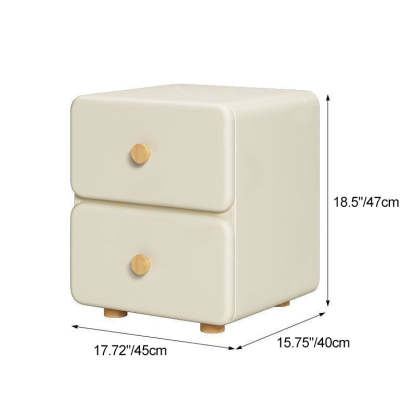 Minimalist Cream Leather Wood 2-Drawer Nightstand — Purple