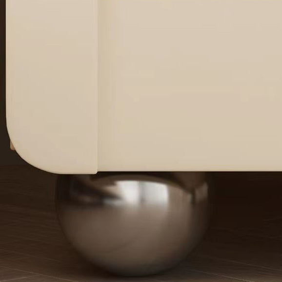 Minimalist Wood Microfiber Leather 2-Drawer Nightstand — Beige