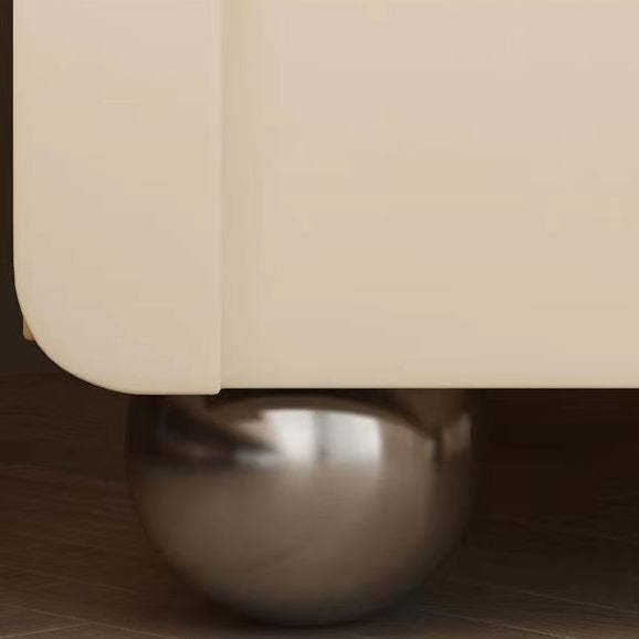 Minimalist Wood Microfiber Leather 2-Drawer Nightstand — Beige