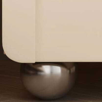 Minimalist Wood Microfiber Leather 2-Drawer Nightstand — Beige