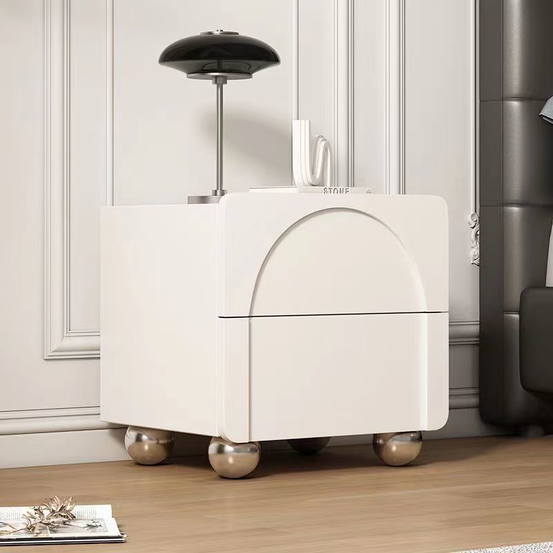 Minimalist Wood Microfiber Leather 2-Drawer Nightstand