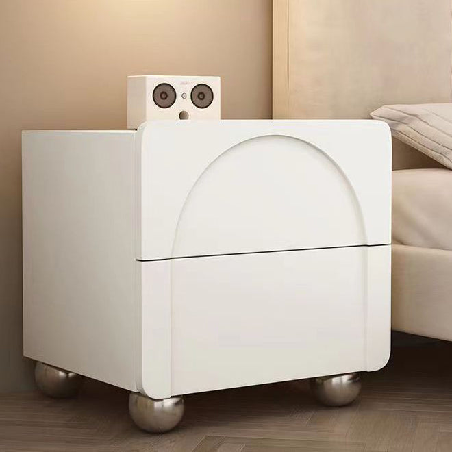 Minimalist Wood Microfiber Leather 2-Drawer Nightstand