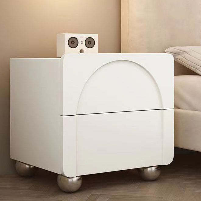 Minimalist Wood Microfiber Leather 2-Drawer Nightstand