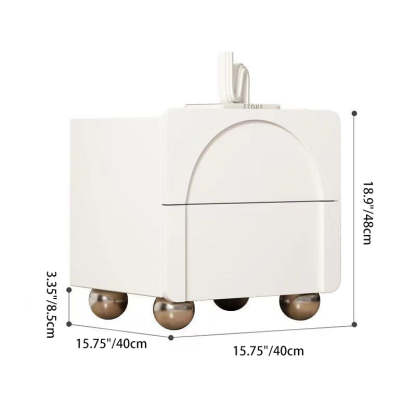 Minimalist Wood Microfiber Leather 2-Drawer Nightstand — Beige