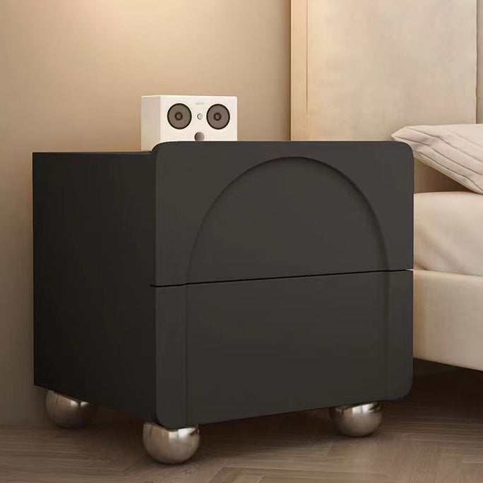 Minimalist Wood Microfiber Leather 2-Drawer Nightstand