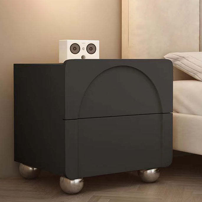 Minimalist Wood Microfiber Leather 2-Drawer Nightstand