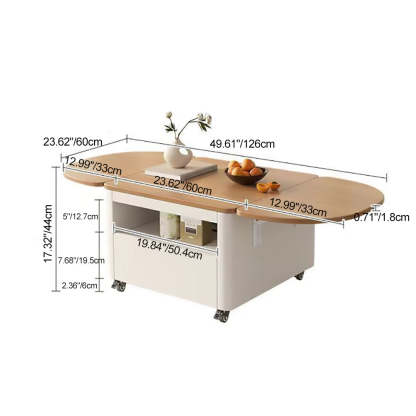 Nordic Foldable Expandable Wood Metal Coffee Table