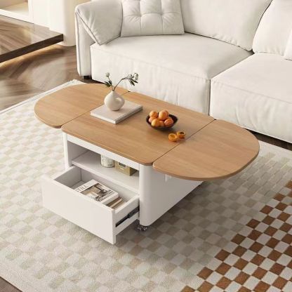 Nordic Foldable Expandable Wood Metal Coffee Table