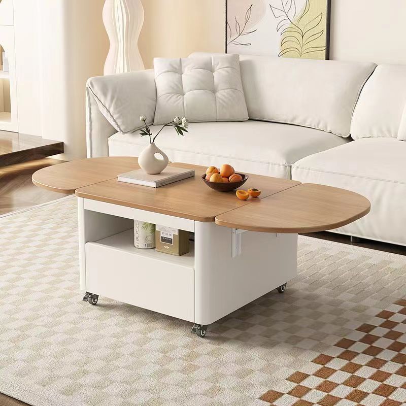 Nordic Foldable Expandable Wood Metal Coffee Table — White