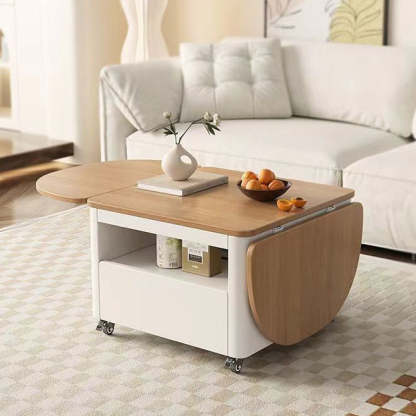 Nordic Foldable Expandable Wood Metal Coffee Table