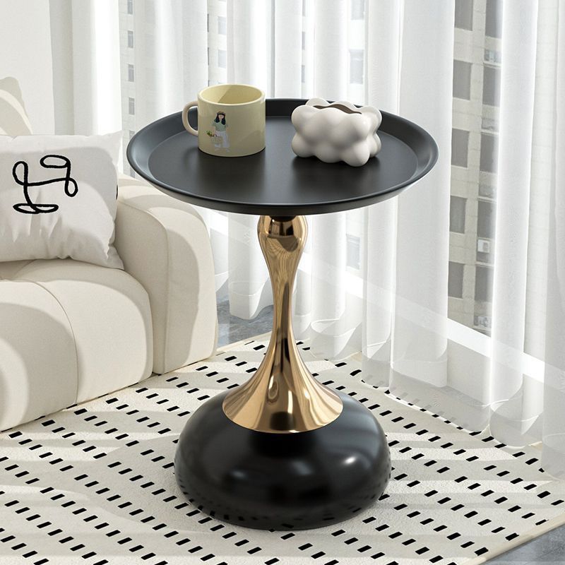 French Round Iron Side Table — Black