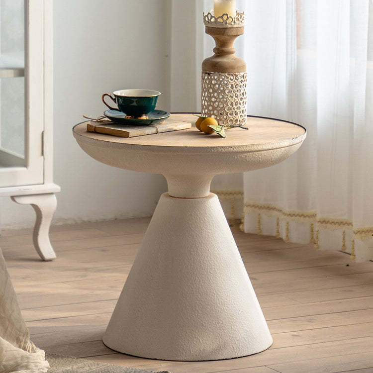 Rustic Cone Iron Density Panel Side Table — White
