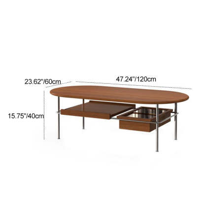 Vintage Wood Steel 2-Tier Coffee Table