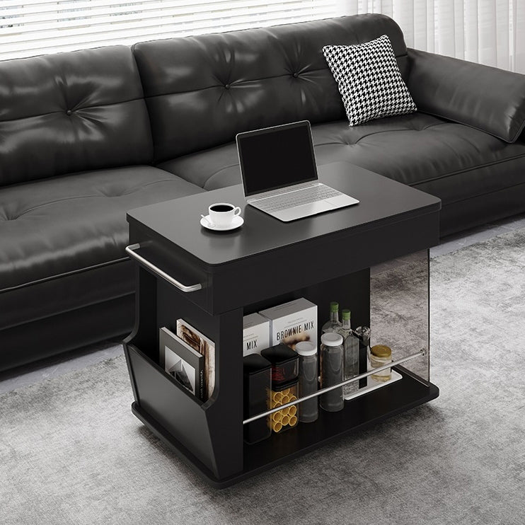 Minimalist Swivel Wood 3-Tier Side Table — Black