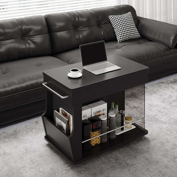 Minimalist Swivel Wood 3-Tier Side Table — Black