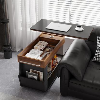 Minimalist Swivel Wood 3-Tier Side Table