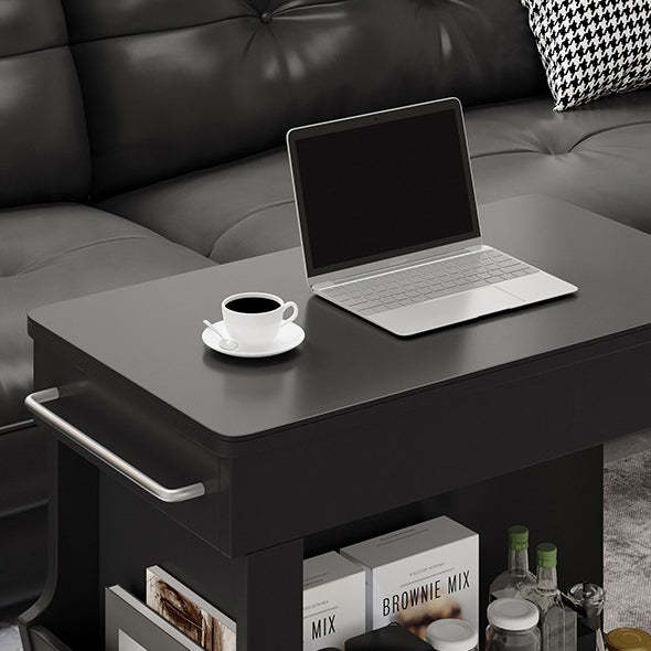 Minimalist Swivel Wood 3-Tier Side Table