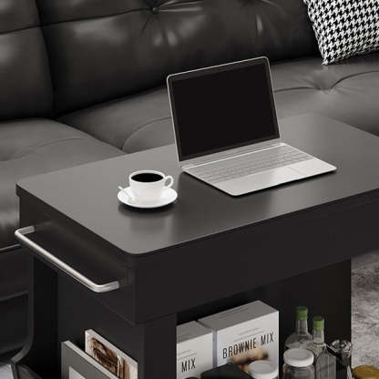 Minimalist Swivel Wood 3-Tier Side Table