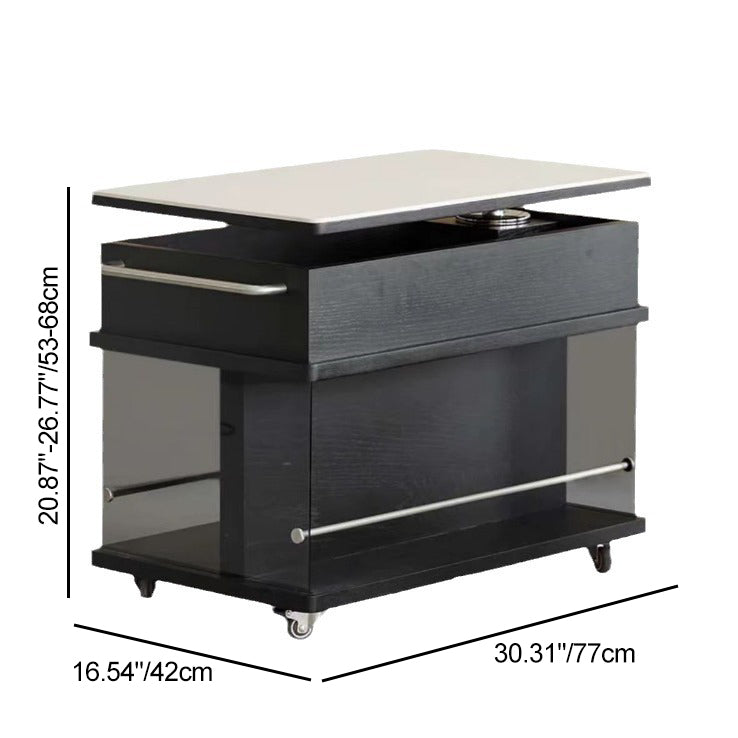 Scandinavian Liftable Swivel Oak Rock Slab Side Table