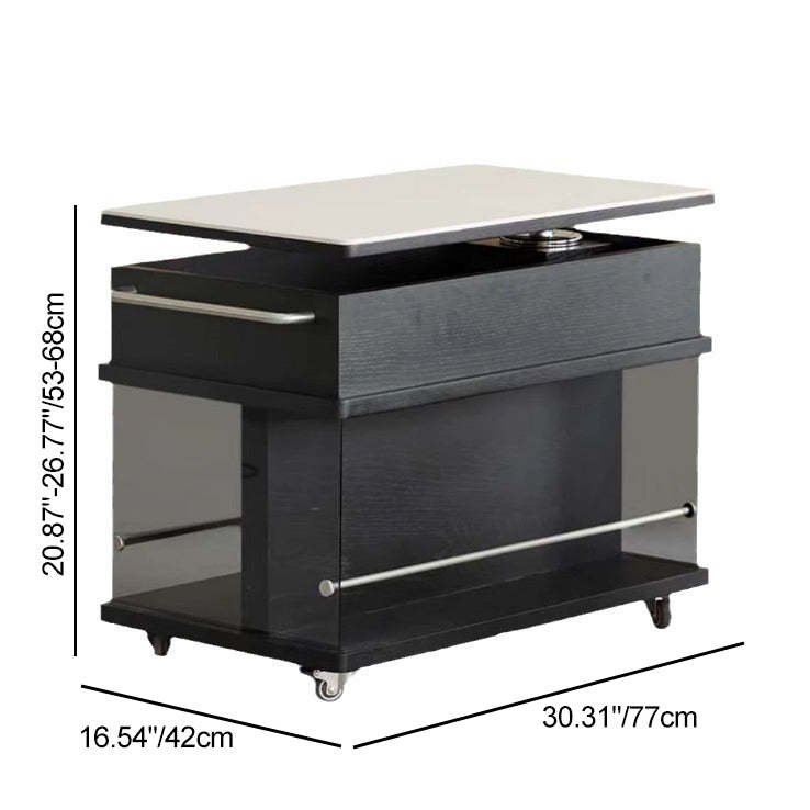 Scandinavian Liftable Swivel Oak Rock Slab Side Table