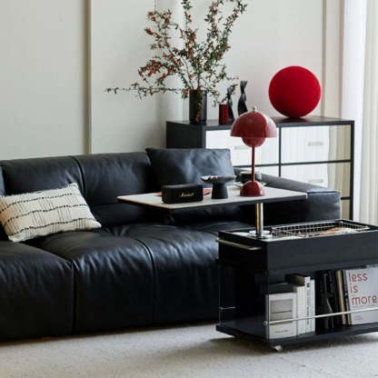 Scandinavian Liftable Swivel Oak Rock Slab Side Table
