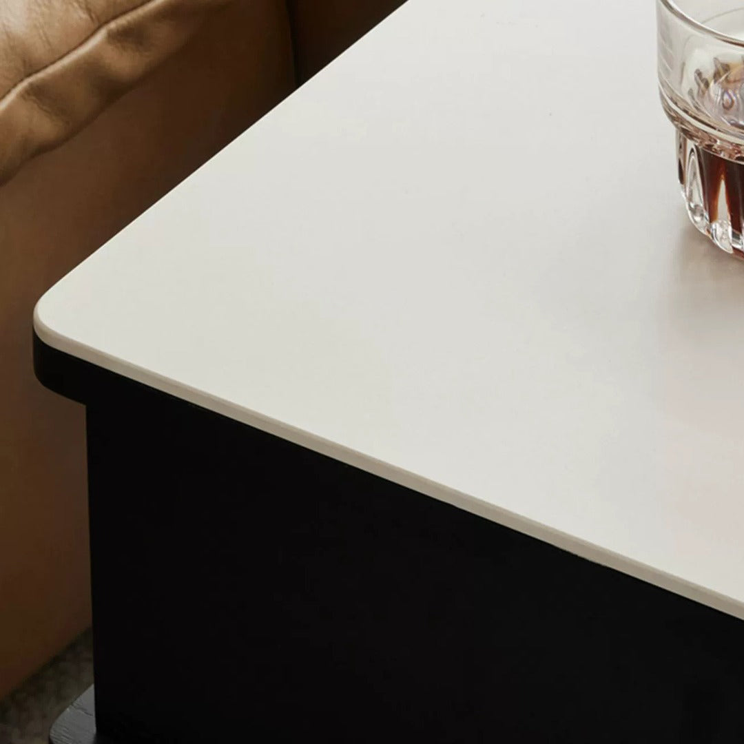 Scandinavian Liftable Swivel Oak Rock Slab Side Table