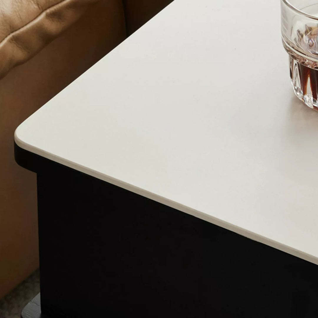 Scandinavian Liftable Swivel Oak Rock Slab Side Table