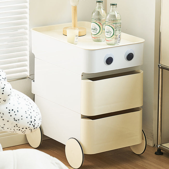 Scandinavian Removable 2/3-Drawer Side Table — 2 / Beige / Moon Wheel